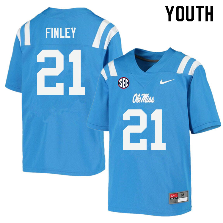 Youth #21 AJ Finley Ole Miss Rebels College Football Jerseys Sale-Power Blue